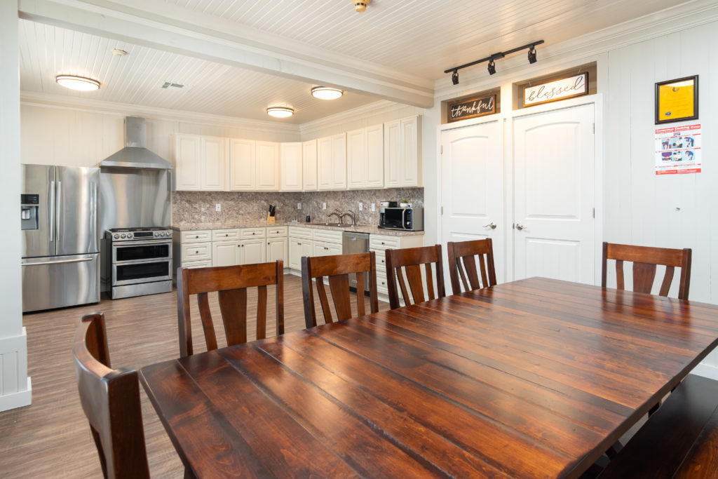 men's facility kitchen and dining area